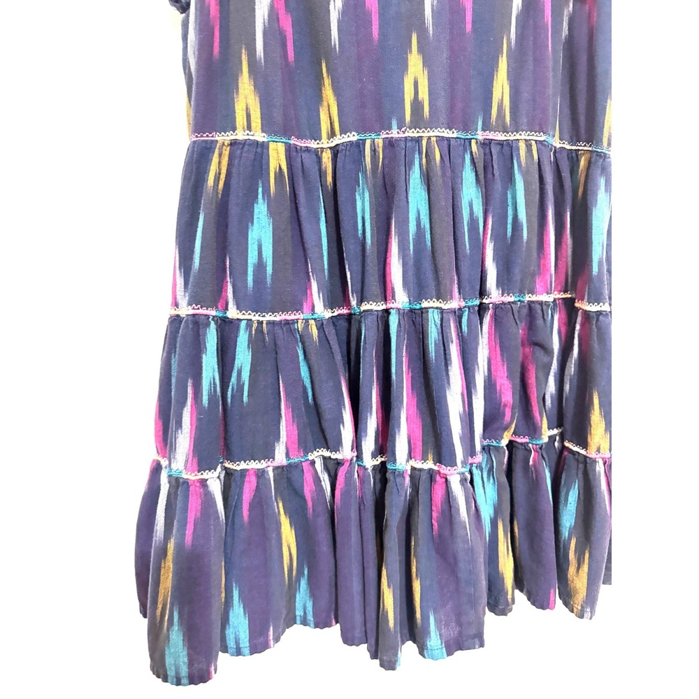 Roller Rabbit Navy Ikat Michi Tiered Mini Dress with Flutter Sleeves - Picture 3 of 5